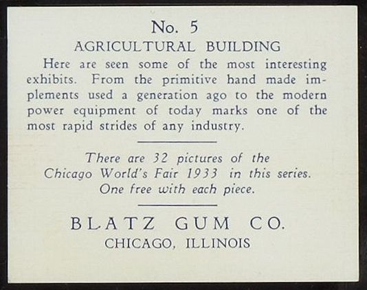 R33-1 1933 Blatz Gum Chicago's World's Fair